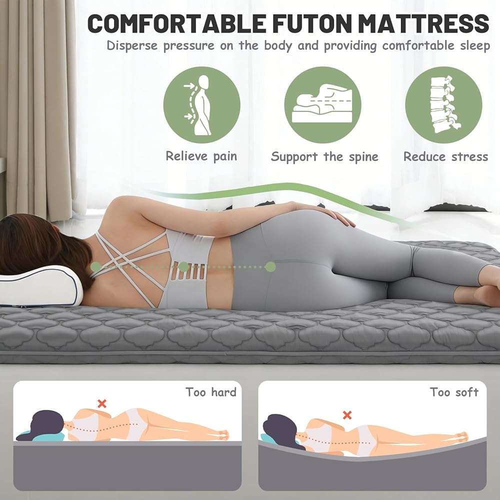 CypherX Japanese Futon Floor Mattress Twin Size 39"×80", Thicken 5-Layer Japanese Tatami Mat Floor Bed Foldable Roll Up Sleeping Pad, Ideal for Comfort and Support, Kids Floor Lounger Pillow Bed Sofa - Image 4