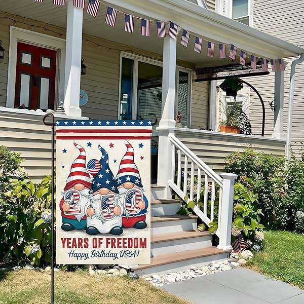 Gnome 250 Years America Patriotic Garden Flag - Independence Memorial Day Decorations, Funny 250 Year American Anniversary Flag, USA Birthday Freedom Yard Sign, 1776-2026 USA 4th of July Garden Flag for Outside - Image 8