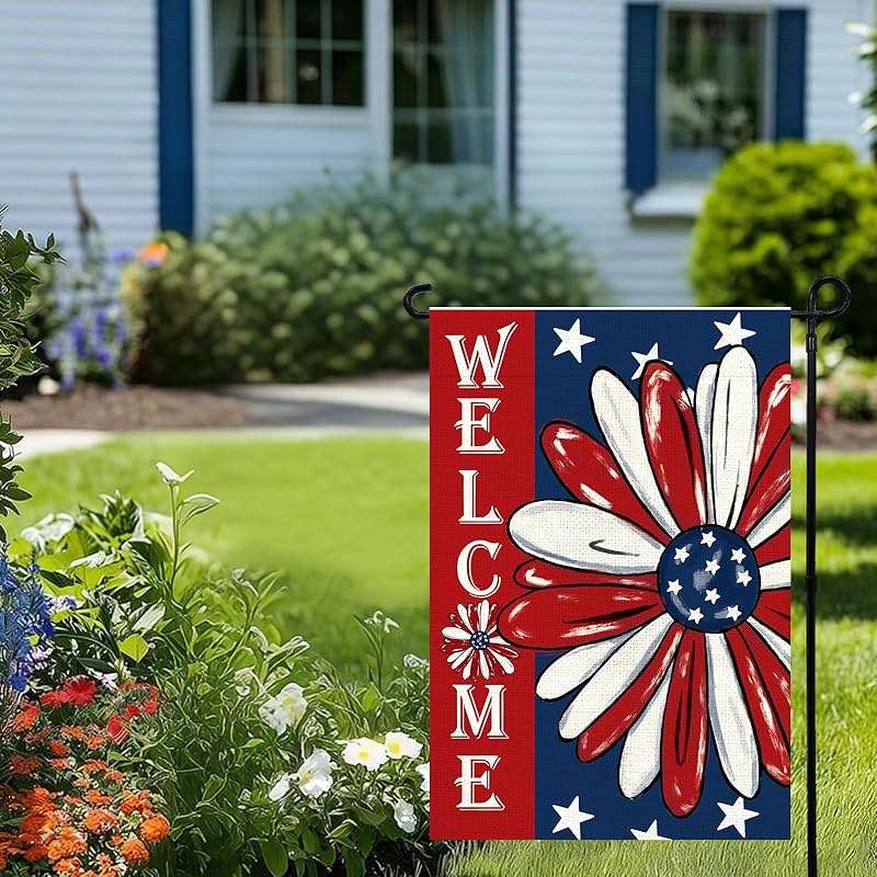 Agroon 4th of July Garden Flag 12x18 Inch Double Sided, Patriotic Memorial Day Floral Flag for Yard Outdoor Decoration - Image 3