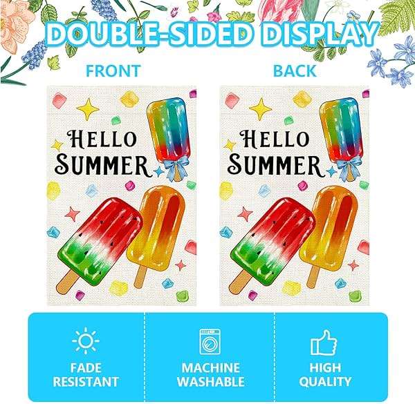 Agroon Summer Garden Flag 12x18 Inch, Popsicles Double Sided Small Burlap Flag for Yard Outdoor Decoration - Image 5
