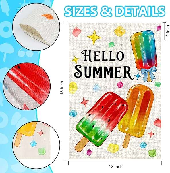 Agroon Summer Garden Flag 12x18 Inch, Popsicles Double Sided Small Burlap Flag for Yard Outdoor Decoration - Image 6
