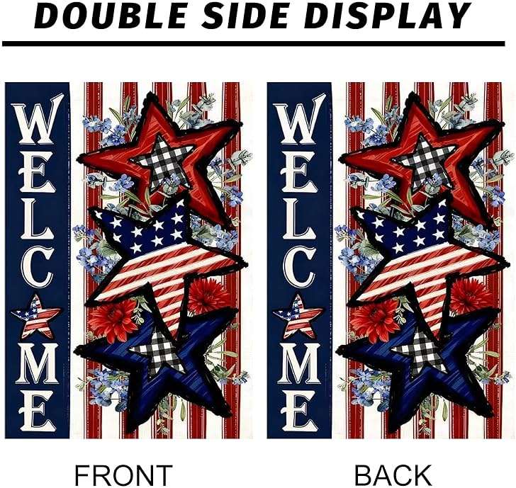 CJYGEGE 4th of July Patriotic Stars and Stripes Summer Garden Flag 12x18 Inch, Double-Sided Burlap Yard Flag Outside for Memorial Day Independence Day Outdoor Decoration Holiday Festivities (Garden Size-12 x 18") - Image 4