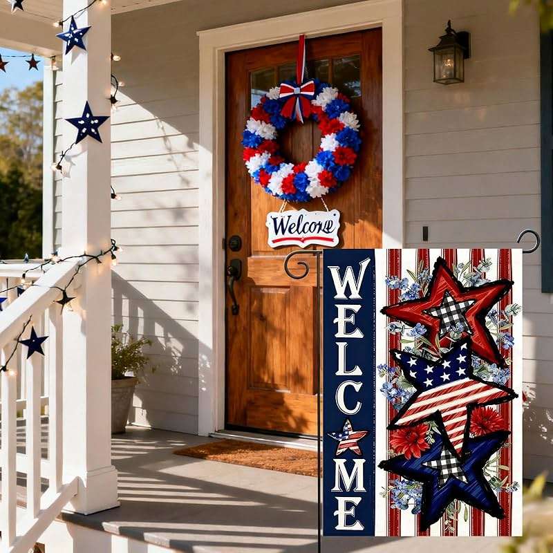 CJYGEGE 4th of July Patriotic Stars and Stripes Summer Garden Flag 12x18 Inch, Double-Sided Burlap Yard Flag Outside for Memorial Day Independence Day Outdoor Decoration Holiday Festivities (Garden Size-12 x 18") - Image 7