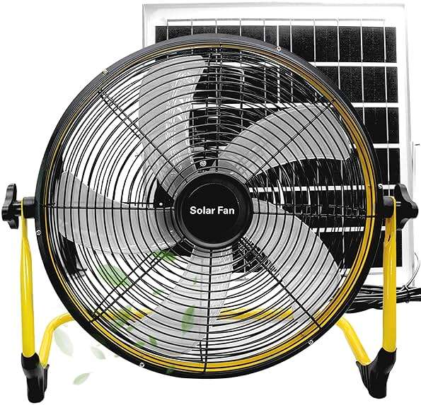 Zhitaoxun 14 Inch Solar Powered Fan,360 Vertical Tilt Rechargeable Floor Fan,for Outside,Travel,Chicken Coop,Dog House,Shed,Greenhouse,Camping,Portable,Quiet - Image 1
