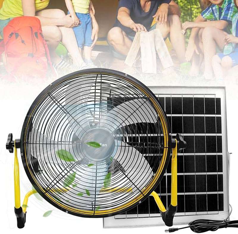 Zhitaoxun 14 Inch Solar Powered Fan,360 Vertical Tilt Rechargeable Floor Fan,for Outside,Travel,Chicken Coop,Dog House,Shed,Greenhouse,Camping,Portable,Quiet - Image 8