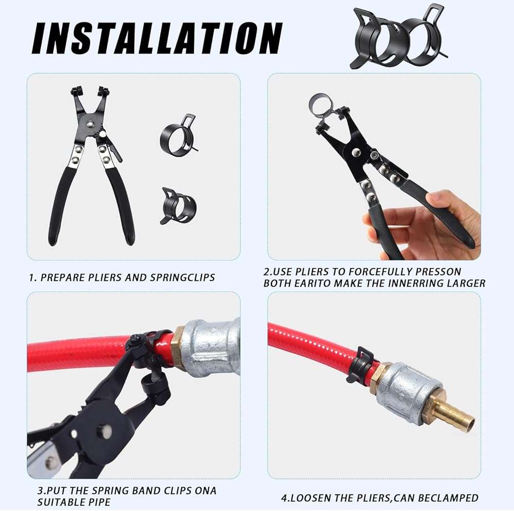 90Pcs 7-18mm Spring Hose Clamps Kit, Black Small spring Clamp, Constant Tension Steel Clamps for Automotive Fuel Lines, Silicone Vacuum Hoses, Low-Pressure Air Clips - Image 5