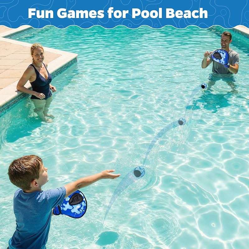 Ayeboovi Water Baseball Gloves Bouncing Ball Set for Pool Toys Lake Beach Games,2 Baseball Style Glove for Catch Skipping Ball, Birthday Gift for Boy Girl Kid Age 8-12 & Adult Teen, Blue - Image 5