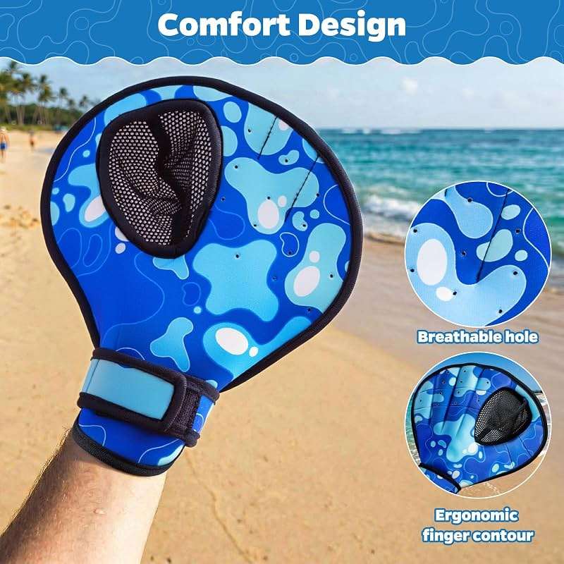 Ayeboovi Water Baseball Gloves Bouncing Ball Set for Pool Toys Lake Beach Games,2 Baseball Style Glove for Catch Skipping Ball, Birthday Gift for Boy Girl Kid Age 8-12 & Adult Teen, Blue - Image 7