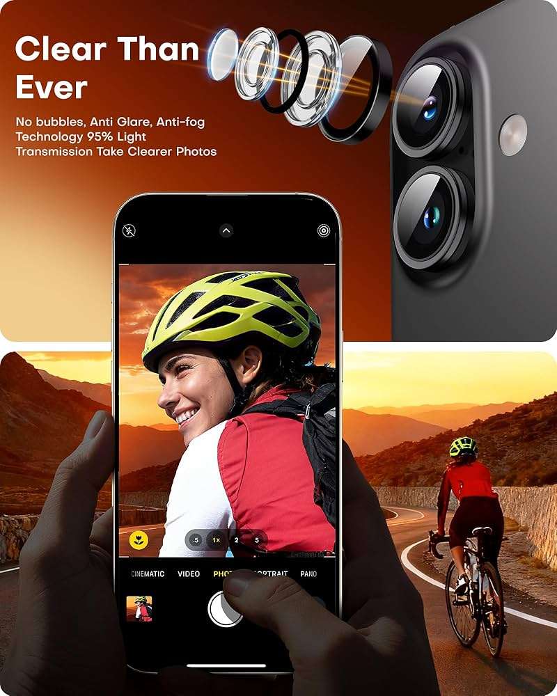 TOCOL Camera Lens Protector for iPhone 17 Tempered Glass HD Individual Scratch Resistant Camera Cover Accessories Case Friendly 2 Pack（Black） - Image 5
