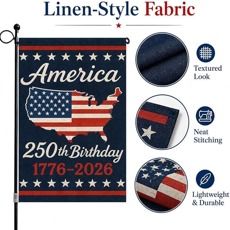 USA 250th Anniversary Garden Flag 12x18 Double-Sided, Patriotic Outdoor Yard Decor 1776-2026 for 4th of July Independence Day, Summer Outside Porch Decorations - Image 5