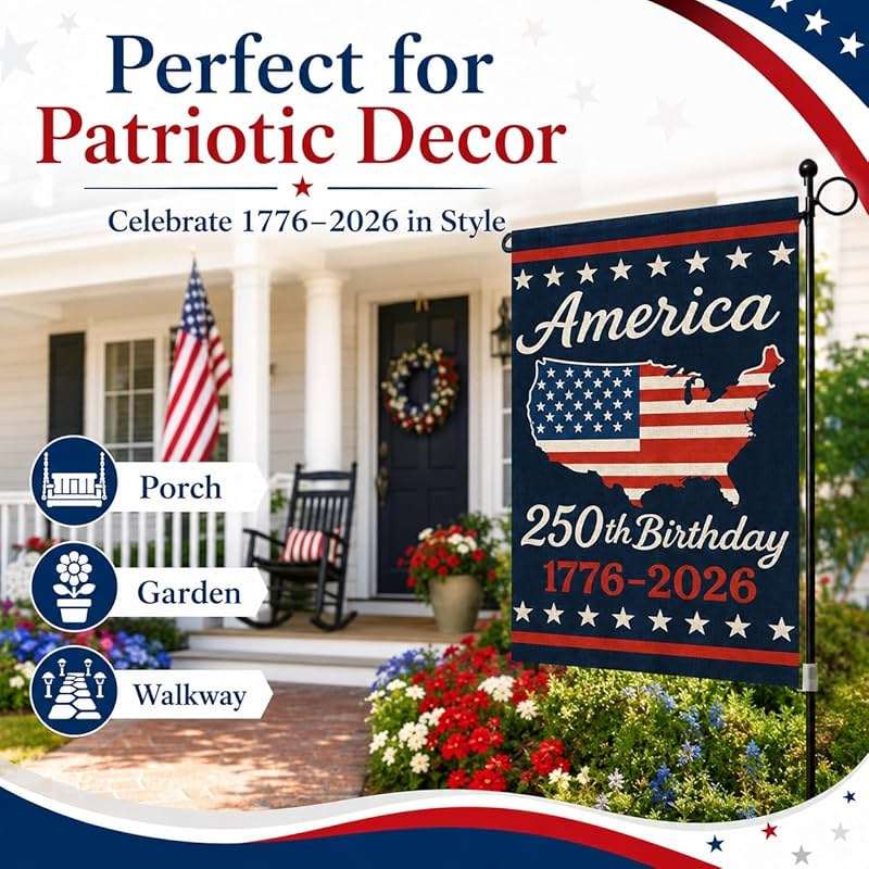USA 250th Anniversary Garden Flag 12x18 Double-Sided, Patriotic Outdoor Yard Decor 1776-2026 for 4th of July Independence Day, Summer Outside Porch Decorations - Image 6