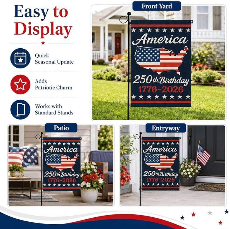 USA 250th Anniversary Garden Flag 12x18 Double-Sided, Patriotic Outdoor Yard Decor 1776-2026 for 4th of July Independence Day, Summer Outside Porch Decorations - Image 7