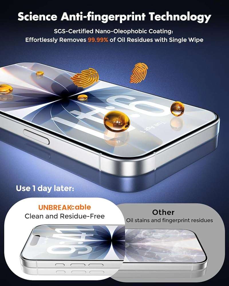 UNBREAKcable for iPhone 17 Screen Protector [Quick-Installation Box] 3-Pack 9H+ Hardness Shatterproof Tempered Glass [99.99% HD Clear] [Case Friendly] [Bubble Free] for iPhone 17 6.3" - Image 6