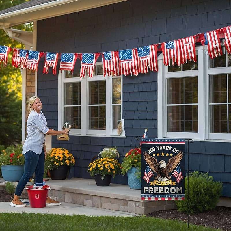 250th Anniversary America USA Garden Flag for Outside, 250 Years of Freedom 1776-2026 Eagle Design Patriotic Double-Sided Waterproof Yard Flag 12x18 Inch for 4th of July Memorial Day Outdoor Decor - Image 2