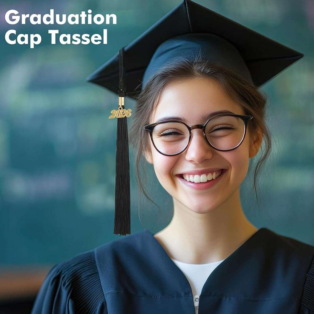 2026 Graduation Tassel Grad Cap Tassel with Gold Charms 9 Inch Graduation Cap Tassel for High School College University Ceremony Ideal Graduation Gift Accessories (Black) - Image 5