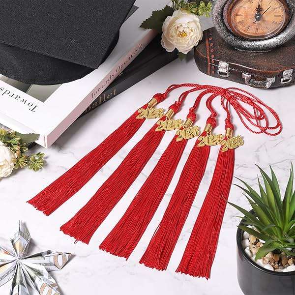 2026 Graduation Tassel Grad Cap Tassel with Gold Charms 9 Inch Graduation Cap Tassel for High School College University Ceremony Ideal Graduation Gift Accessories (Red) - Image 2