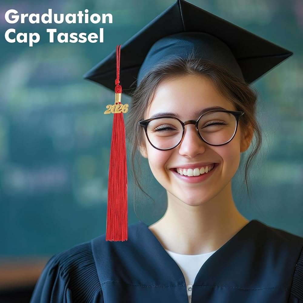 2026 Graduation Tassel Grad Cap Tassel with Gold Charms 9 Inch Graduation Cap Tassel for High School College University Ceremony Ideal Graduation Gift Accessories (Red) - Image 5