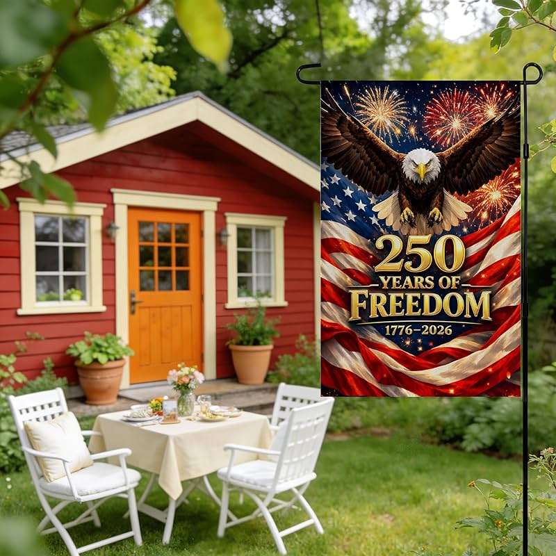 250 Anniversary USA Garden Flag | 250 Years of Freedom Double Sided America Merchandise Patriotic Banner, 4th of July Decorations Accessories for Garden Yard Porch Patio Lawn Outdoor Outside Decor - Image 2