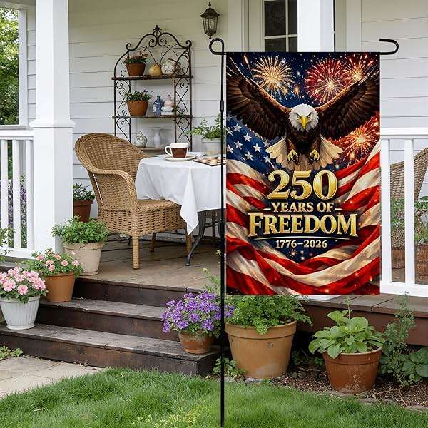 250 Anniversary USA Garden Flag | 250 Years of Freedom Double Sided America Merchandise Patriotic Banner, 4th of July Decorations Accessories for Garden Yard Porch Patio Lawn Outdoor Outside Decor - Image 4