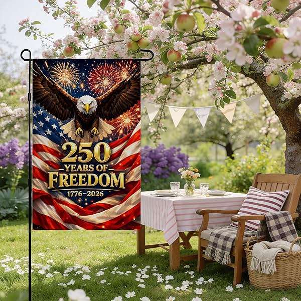 250 Anniversary USA Garden Flag | 250 Years of Freedom Double Sided America Merchandise Patriotic Banner, 4th of July Decorations Accessories for Garden Yard Porch Patio Lawn Outdoor Outside Decor - Image 5