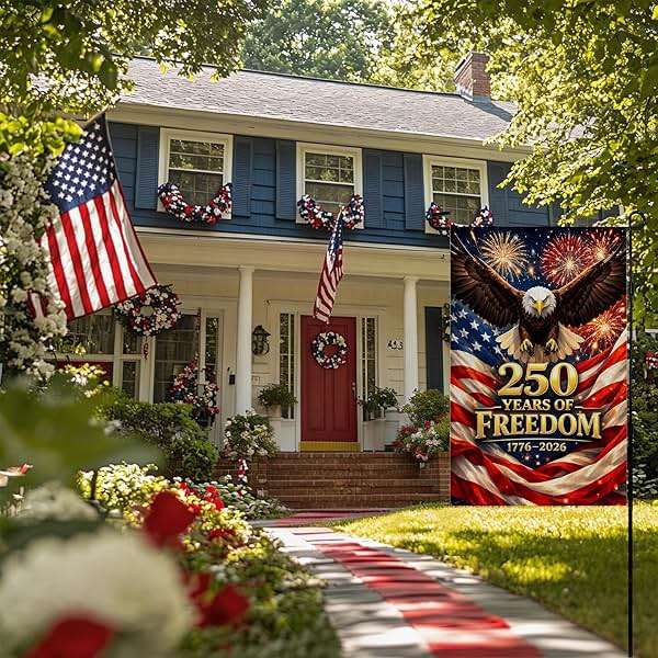 250 Anniversary USA Garden Flag | 250 Years of Freedom Double Sided America Merchandise Patriotic Banner, 4th of July Decorations Accessories for Garden Yard Porch Patio Lawn Outdoor Outside Decor - Image 7