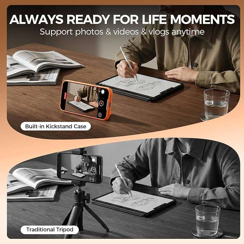 Loyal Bee for iPhone 17 Pro Max Case [ 360° Spin Magnetic Stand] [Full Camera Protection] Compatible with Magsafe, 15FT Military-Grade Protection, Translucent Anti-Slip Phone Case 6.9'', Cosmic Orange - Image 6