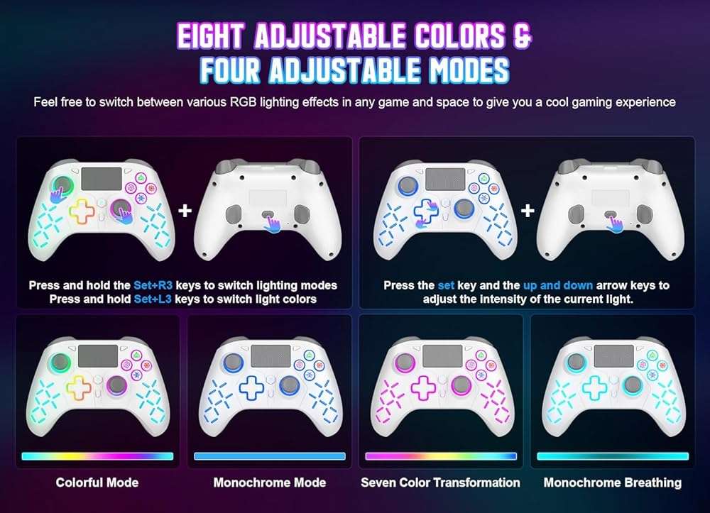 Gamrombo Gaming Controller for PlayStation 5 / PS5, PS4/PS3/PC/Switch/Steam Deck/Mac/Android/iOS with RGB LED Lights, Hall Triggers, Hall Joysticks, Marco, Audio Jack - Need to upgrade - Image 3