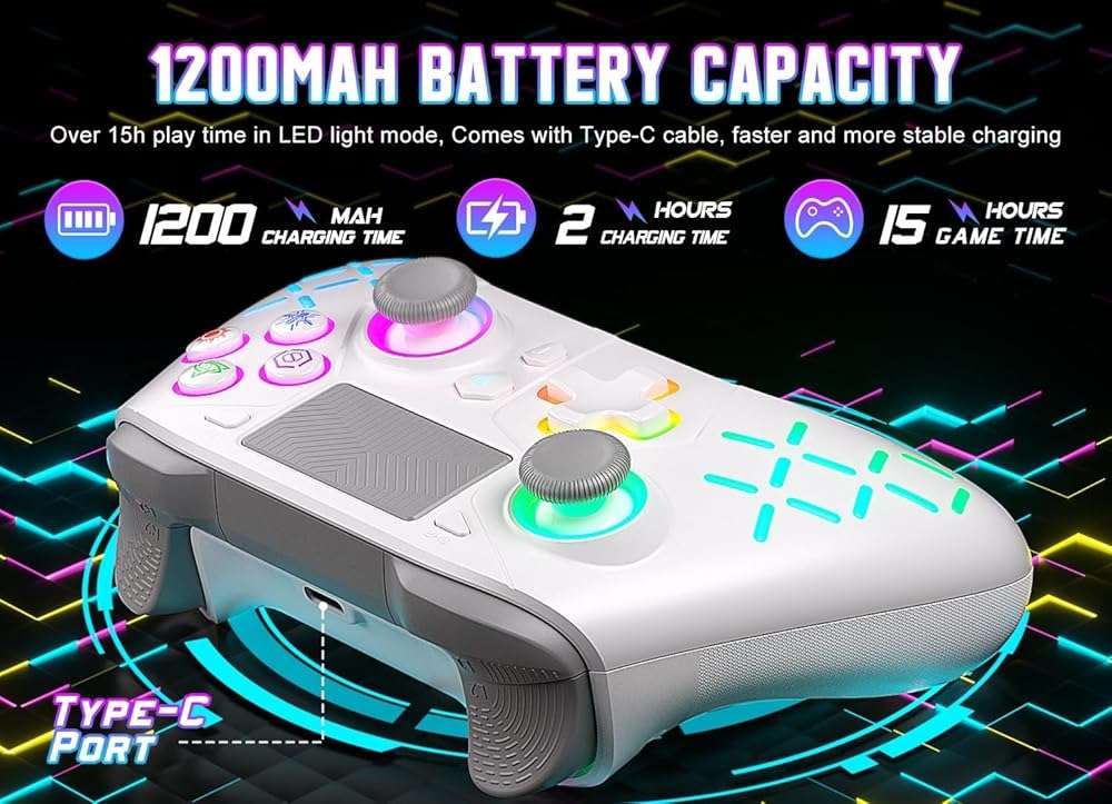 Gamrombo Gaming Controller for PlayStation 5 / PS5, PS4/PS3/PC/Switch/Steam Deck/Mac/Android/iOS with RGB LED Lights, Hall Triggers, Hall Joysticks, Marco, Audio Jack - Need to upgrade - Image 6