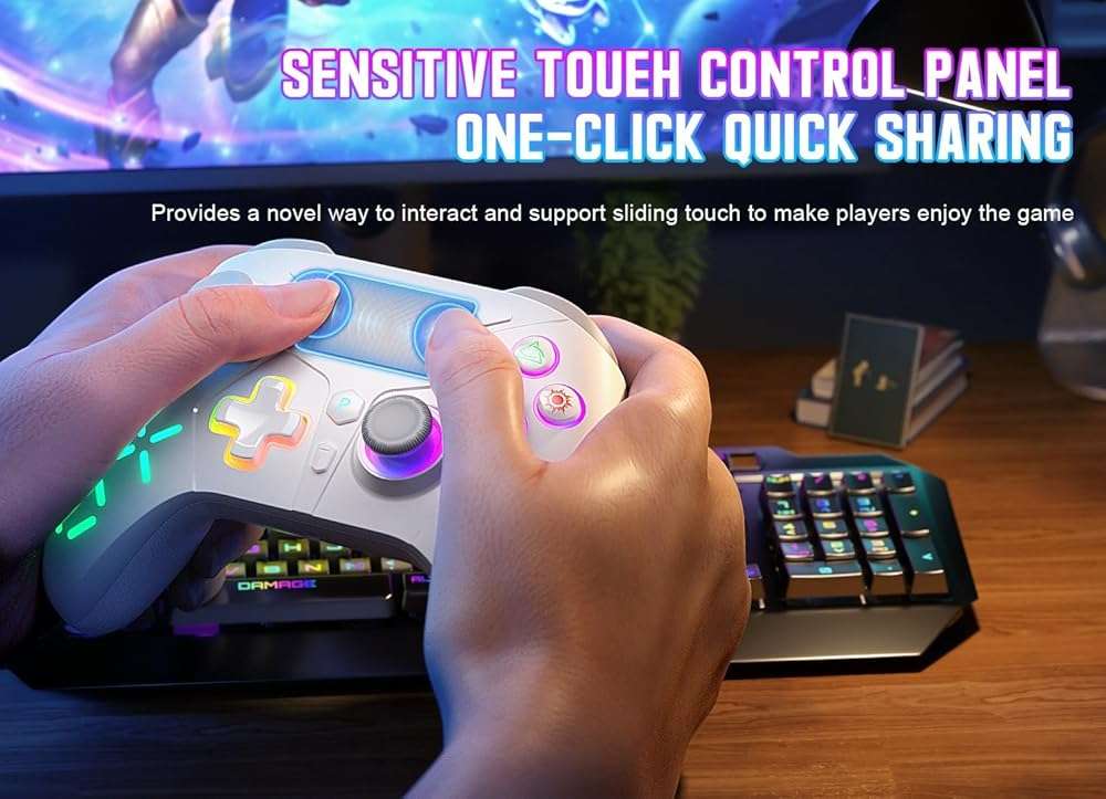 Gamrombo Gaming Controller for PlayStation 5 / PS5, PS4/PS3/PC/Switch/Steam Deck/Mac/Android/iOS with RGB LED Lights, Hall Triggers, Hall Joysticks, Marco, Audio Jack - Need to upgrade - Image 7