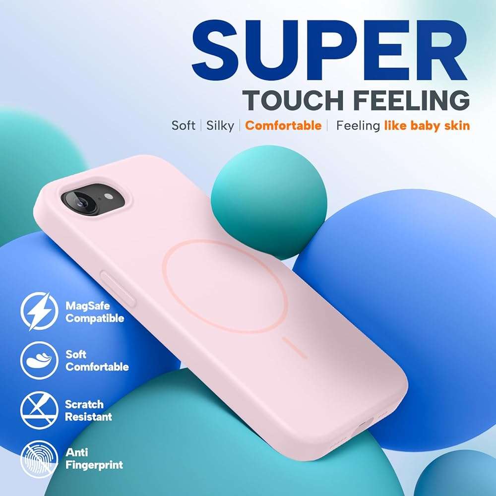 Miracase Magnetic for iPhone 17e Case & iPhone 16e Case, [Soft Anti-Scratch Microfiber Lining], Compatible with MagSafe, Silicone Shockproof Protection Phone Case for iPhone 17e/16e, Sand Pink - Image 7