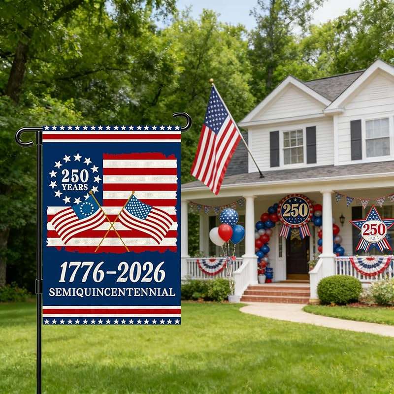 250 Anniversary Usa Garden Flags for Outside, 250 Anniversary USA Flag 1776-2026 Commemorative Patriotic Yard Sign Outdoor Stars & Stripes Design Banner 4th of July Decorations Double Sided Waterproof 250 Year American Flag 12x18 Inch - Image 2