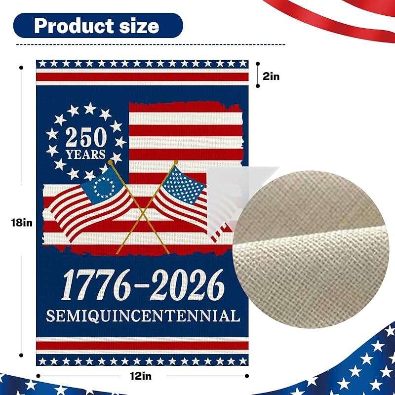 250 Anniversary Usa Garden Flags for Outside, 250 Anniversary USA Flag 1776-2026 Commemorative Patriotic Yard Sign Outdoor Stars & Stripes Design Banner 4th of July Decorations Double Sided Waterproof 250 Year American Flag 12x18 Inch - Image 3