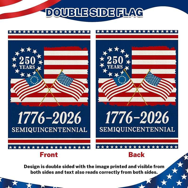 250 Anniversary Usa Garden Flags for Outside, 250 Anniversary USA Flag 1776-2026 Commemorative Patriotic Yard Sign Outdoor Stars & Stripes Design Banner 4th of July Decorations Double Sided Waterproof 250 Year American Flag 12x18 Inch - Image 4