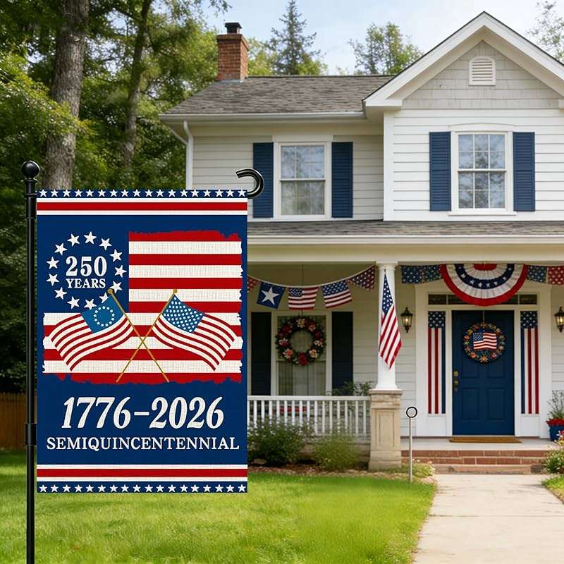 250 Anniversary Usa Garden Flags for Outside, 250 Anniversary USA Flag 1776-2026 Commemorative Patriotic Yard Sign Outdoor Stars & Stripes Design Banner 4th of July Decorations Double Sided Waterproof 250 Year American Flag 12x18 Inch - Image 5