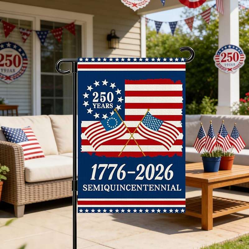 250 Anniversary Usa Garden Flags for Outside, 250 Anniversary USA Flag 1776-2026 Commemorative Patriotic Yard Sign Outdoor Stars & Stripes Design Banner 4th of July Decorations Double Sided Waterproof 250 Year American Flag 12x18 Inch - Image 6