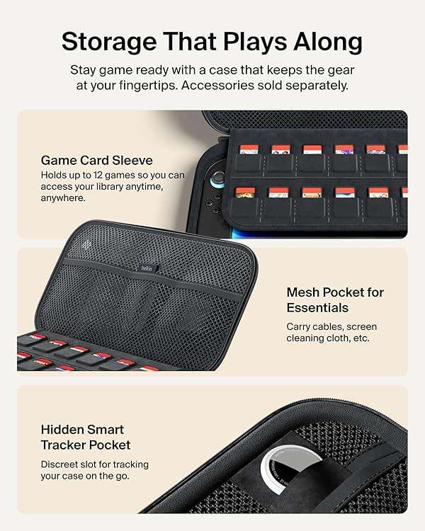 Belkin Nintendo Switch 2 Charging Case Pro, 10000mAh Power Bank, 30W Fast Charging w/Kick Stand - Custom Fit, Hard Shell Carrying Case, 12 Game Card Slots, AirTag Holder, Digital Display - Black - Image 8