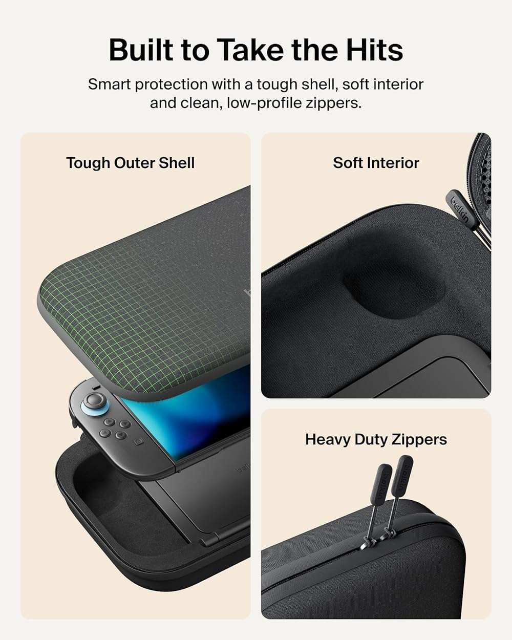 Belkin Nintendo Switch 2 Charging Case Pro, 10000mAh Power Bank, 30W Fast Charging w/Kick Stand - Custom Fit, Hard Shell Carrying Case, 12 Game Card Slots, AirTag Holder, Digital Display - Black - Image 9