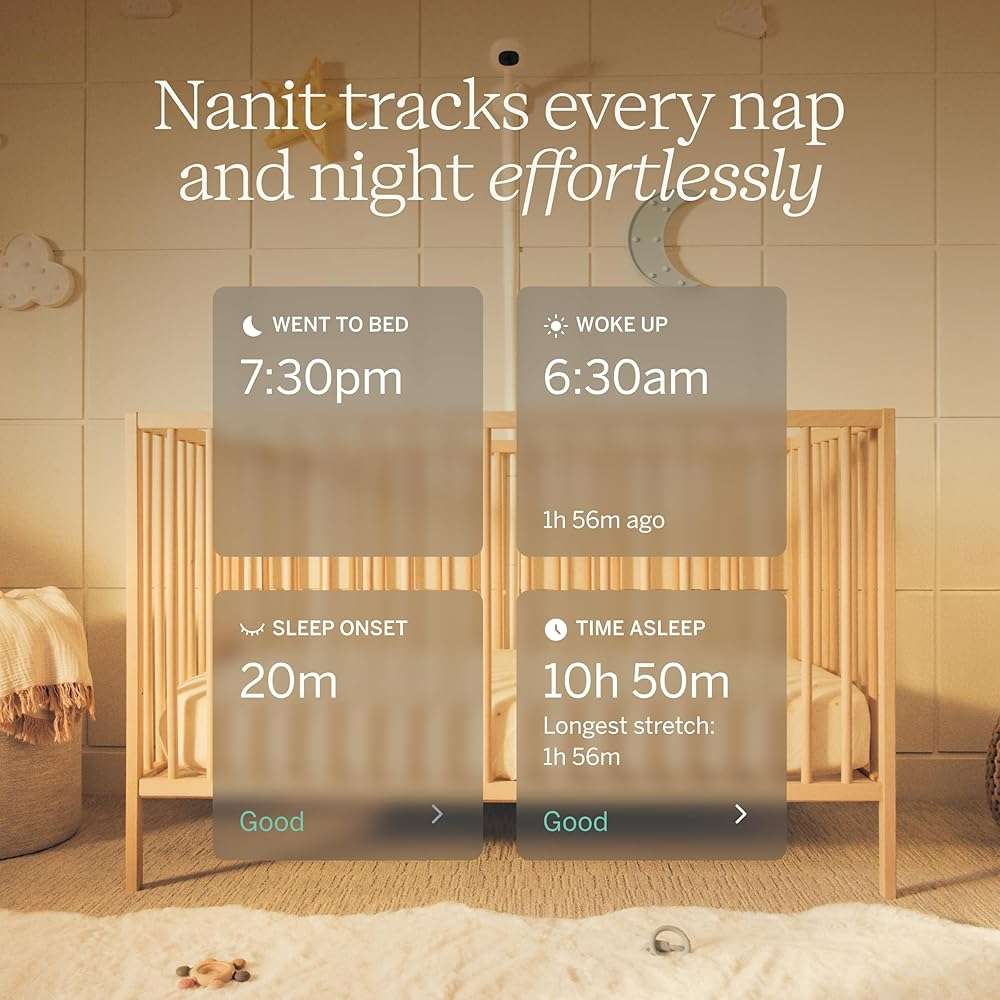 Nanit Smart Baby Monitor System with Floor Stand & 8" Display Screen - Crystal-Clear Video, Real-Time Notifications, Sleep Insights - Baby Must Have for Parents - Image 5