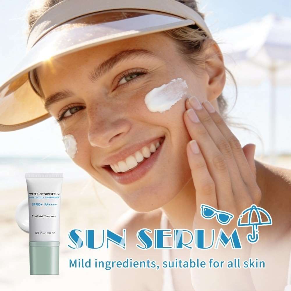Centella Sunscreen, SPF50+ Lightweight Hydrating Centella Water-Fit Sun Serum for All Skin Type and UV Defense (1Pcs) - Image 2