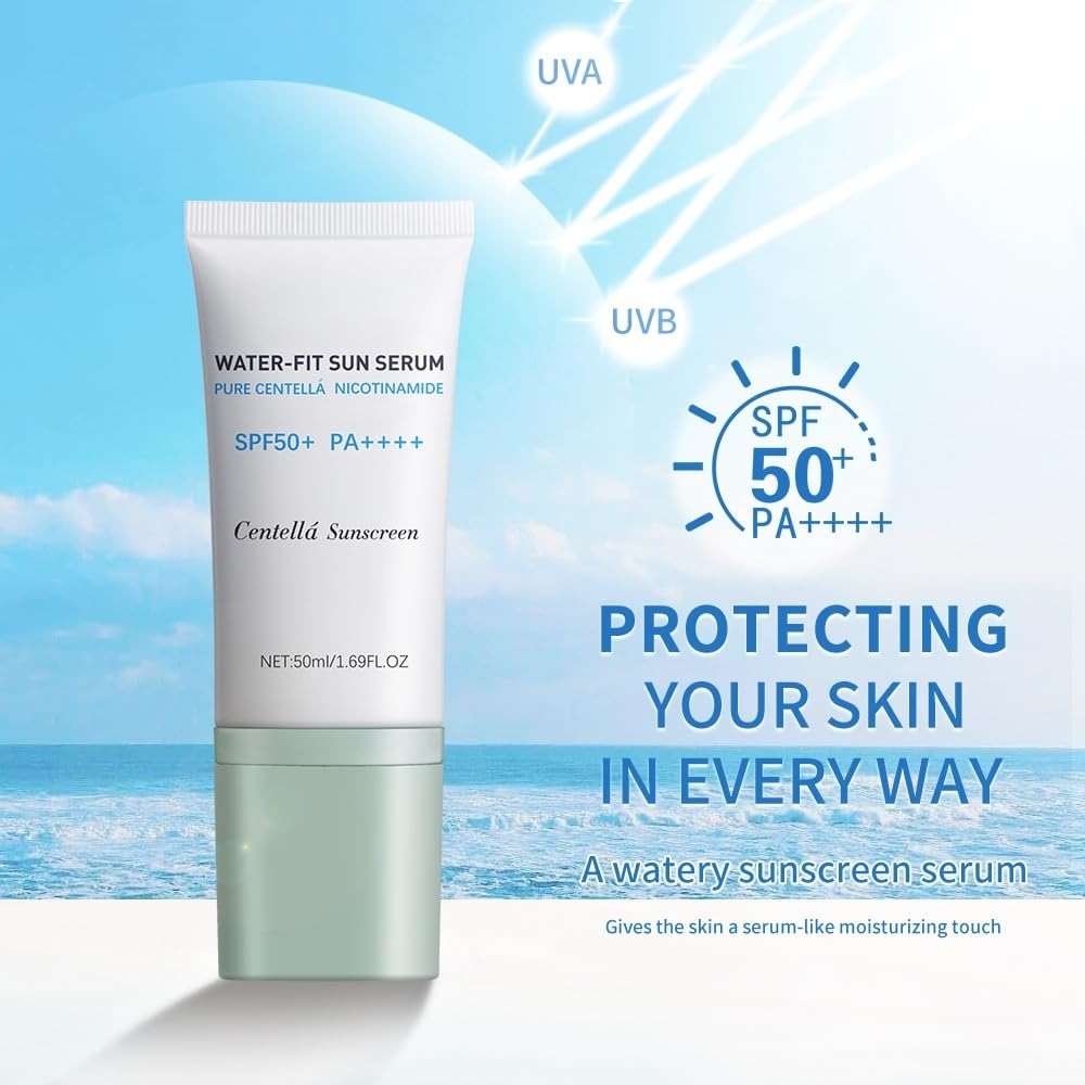 Centella Sunscreen, SPF50+ Lightweight Hydrating Centella Water-Fit Sun Serum for All Skin Type and UV Defense (1Pcs) - Image 3
