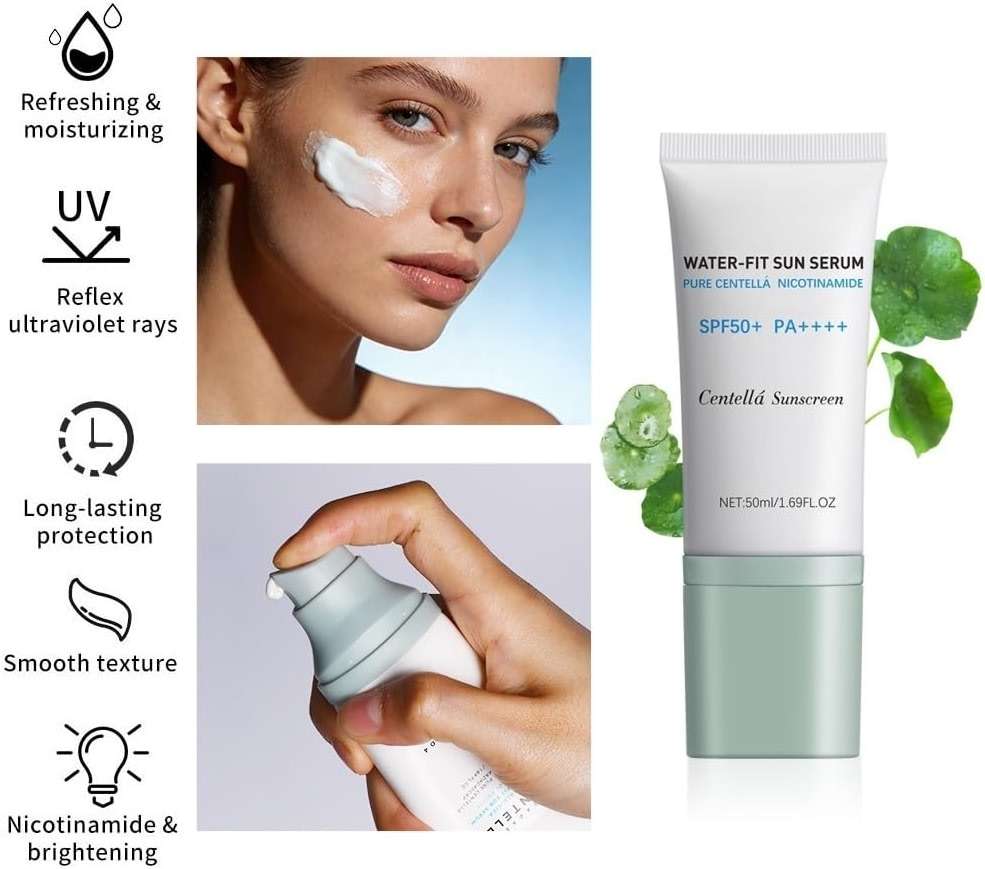 Centella Sunscreen, SPF50+ Lightweight Hydrating Centella Water-Fit Sun Serum for All Skin Type and UV Defense (1Pcs) - Image 4
