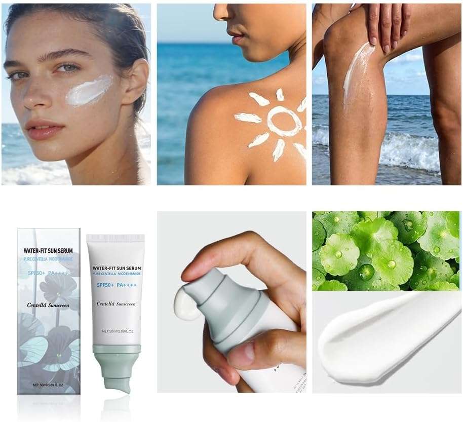 Centella Sunscreen, SPF50+ Lightweight Hydrating Centella Water-Fit Sun Serum for All Skin Type and UV Defense (1Pcs) - Image 6
