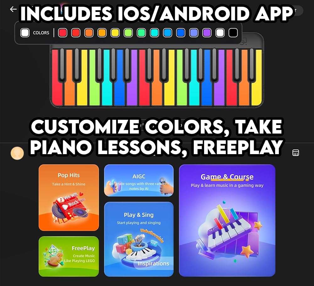 Kartier Piano MIDI Keyboard, Includes 1,000+ Famous Sounds/Presets, LED Light-Up Keys, Bluetooth & Wired Connection, IOS/Android & Desktop App Included - Image 5