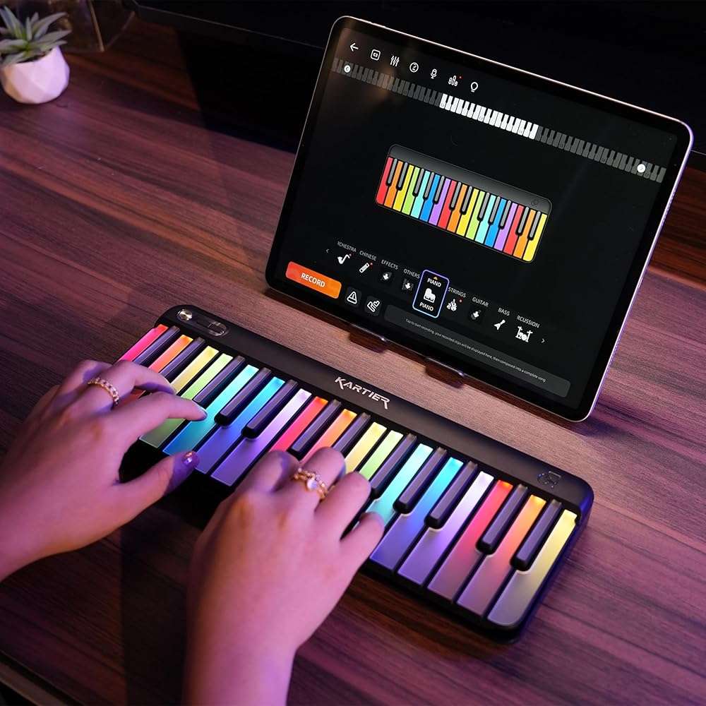Kartier Piano MIDI Keyboard, Includes 1,000+ Famous Sounds/Presets, LED Light-Up Keys, Bluetooth & Wired Connection, IOS/Android & Desktop App Included - Image 6