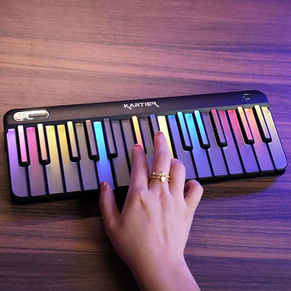 Kartier Piano MIDI Keyboard, Includes 1,000+ Famous Sounds/Presets, LED Light-Up Keys, Bluetooth & Wired Connection, IOS/Android & Desktop App Included - Image 7