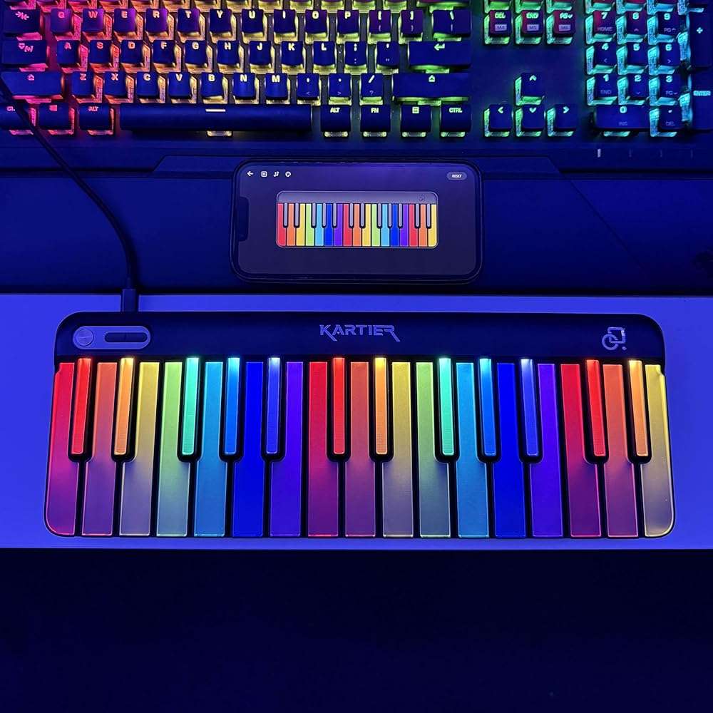 Kartier Piano MIDI Keyboard, Includes 1,000+ Famous Sounds/Presets, LED Light-Up Keys, Bluetooth & Wired Connection, IOS/Android & Desktop App Included - Image 8