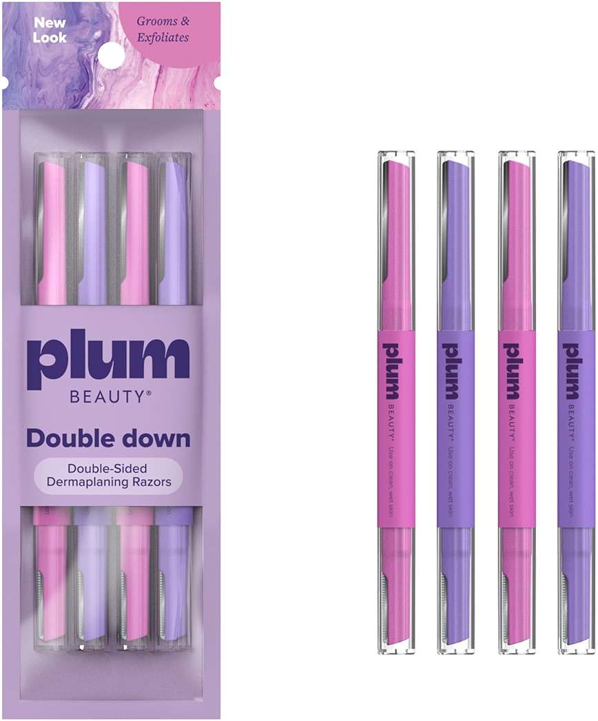 Plum Beauty Double-Sided Dermaplaning Razors (4-Pack) - Womens Facial Razors - Image 1