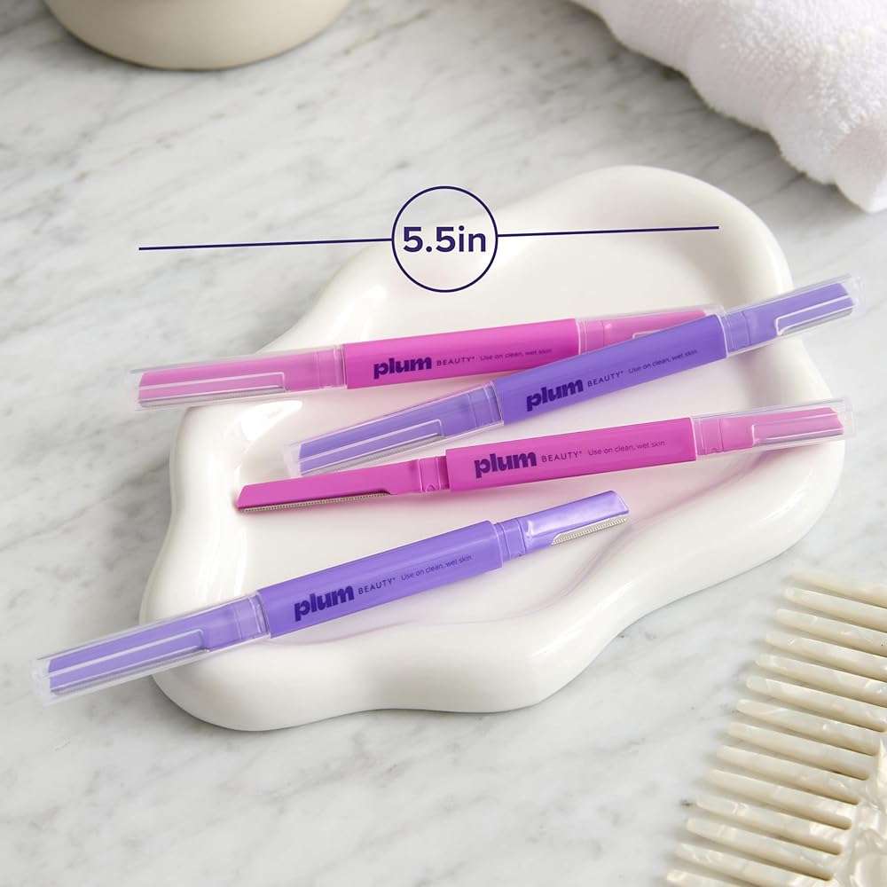 Plum Beauty Double-Sided Dermaplaning Razors (4-Pack) - Womens Facial Razors - Image 6