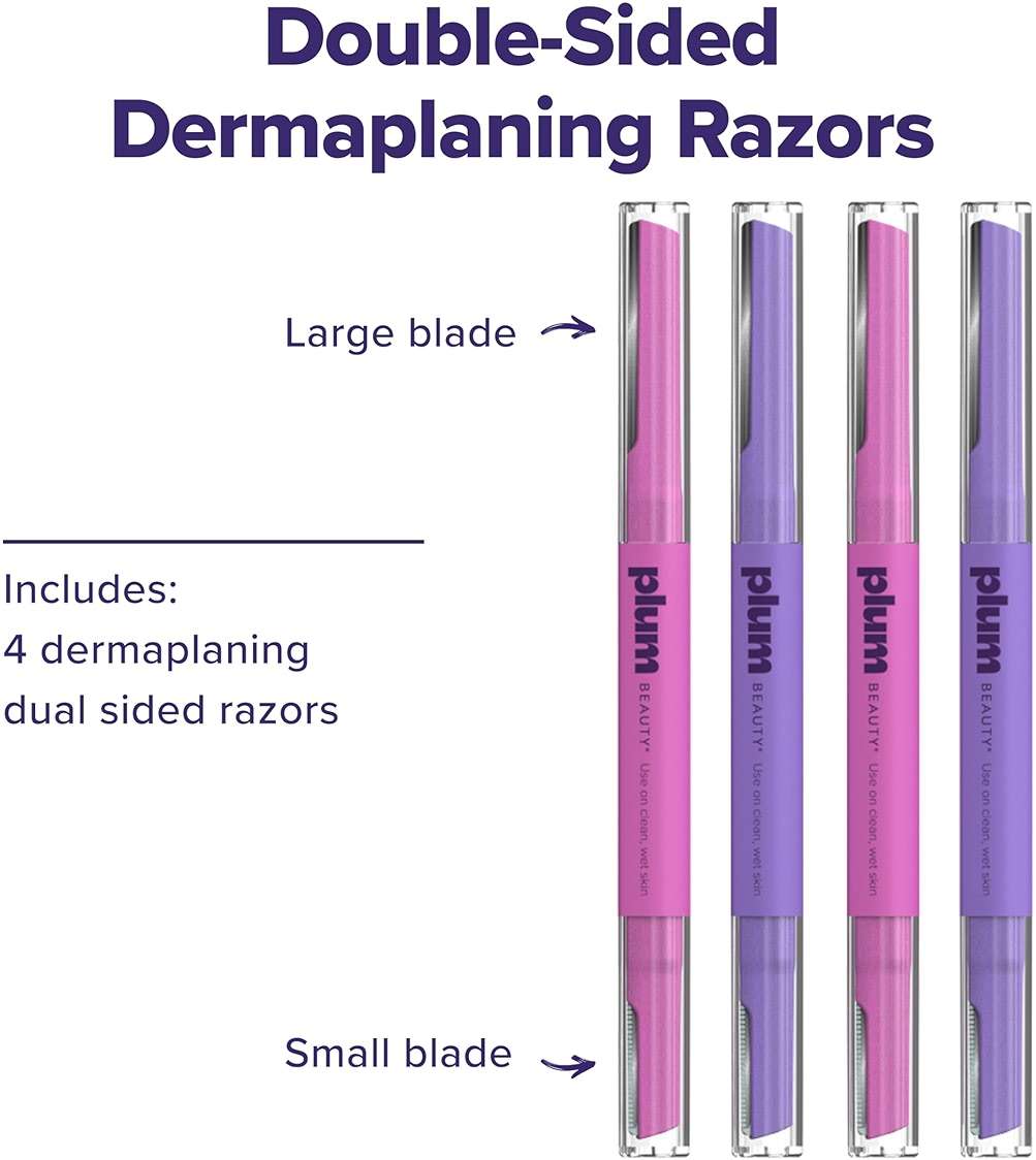 Plum Beauty Double-Sided Dermaplaning Razors (4-Pack) - Womens Facial Razors - Image 7