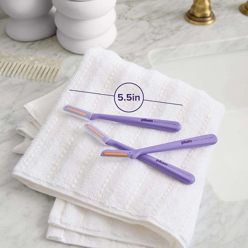 Plum Beauty Vitamin C Dermaplaning Razors (3-Pack)– Facial Razors for Women | Peach Fuzz & Dead Skin Remover, Brightening Vitamin C Strip for Collagen Support & Skincare Absorption - Image 6